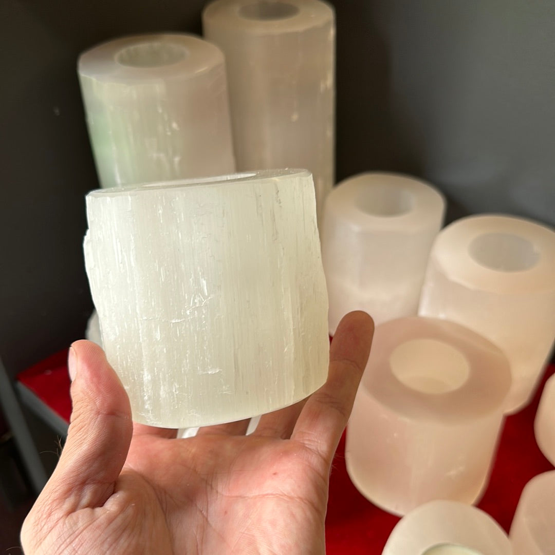 Selenite Tealight Candle Holder