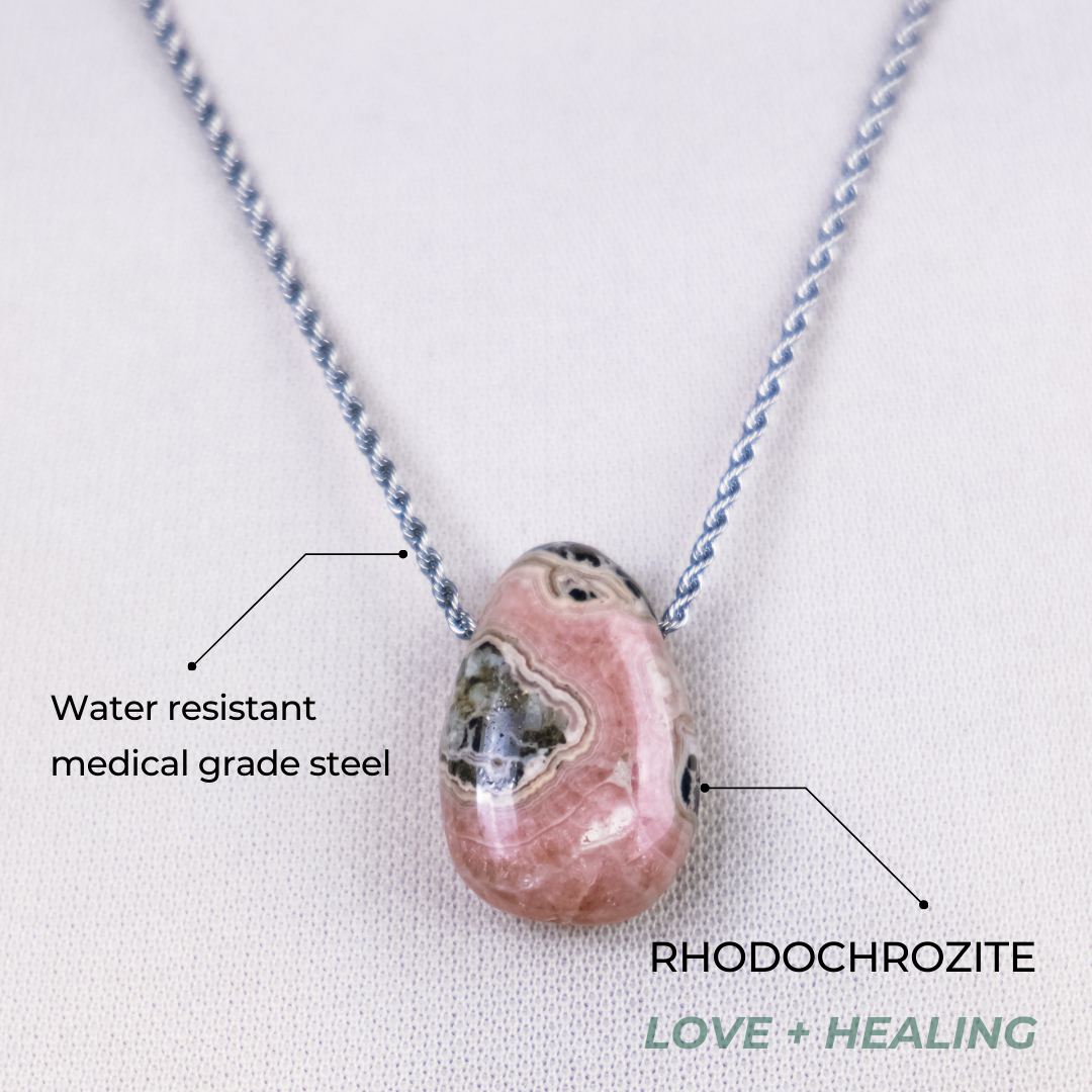 Rhodochrosite Crystal Quartz Necklace