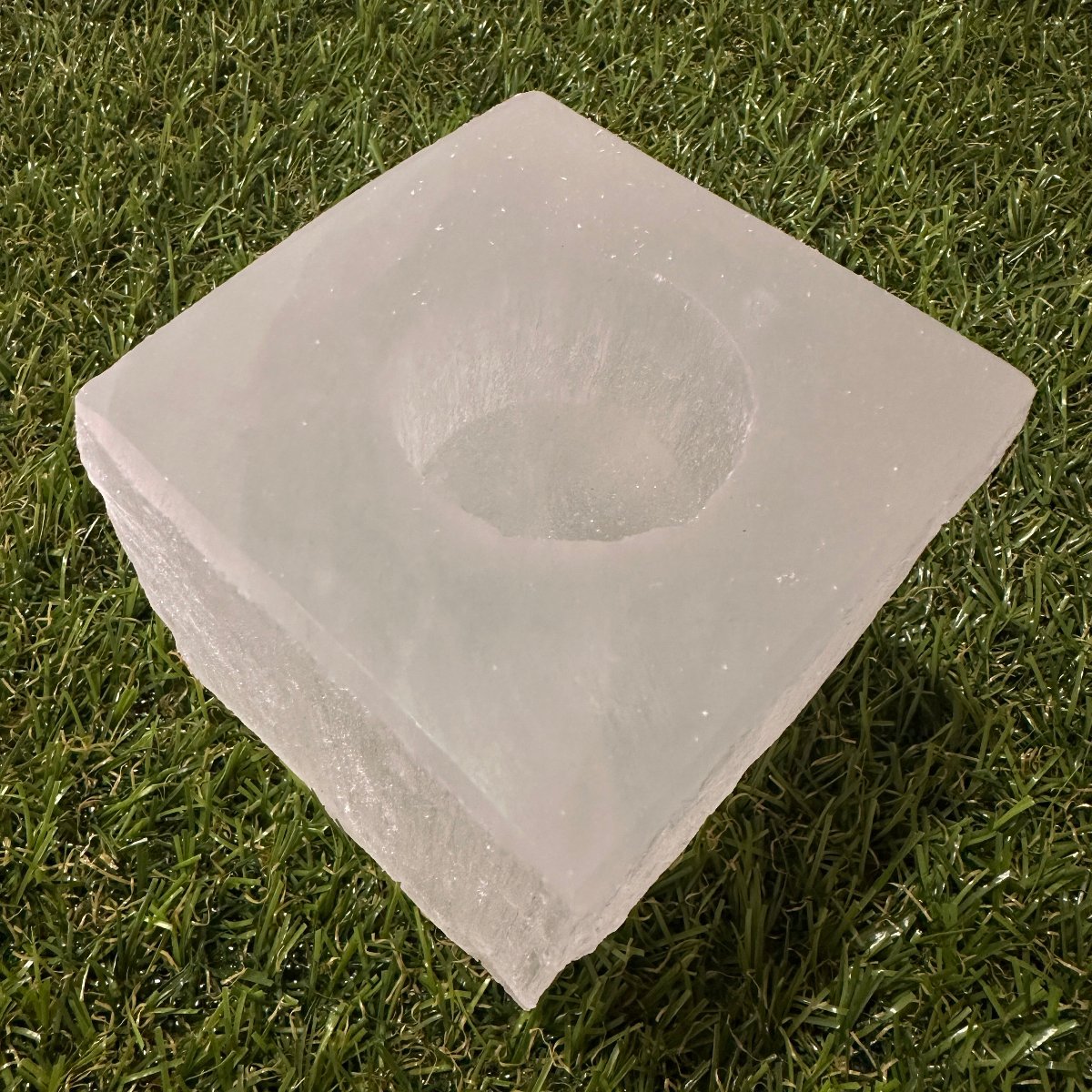 Selenite Tealight Candle Holder "SQUARE"