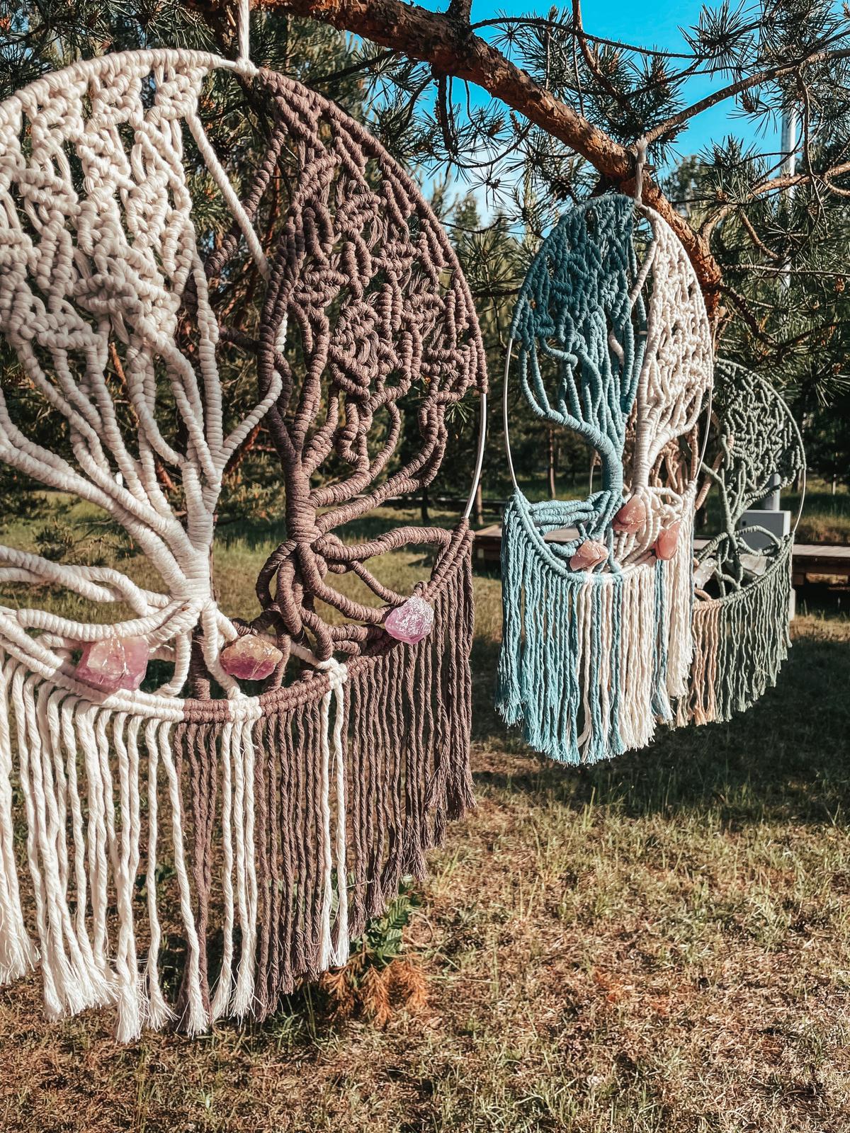 Knotted Tree of Life with Rose Quartz Crystals